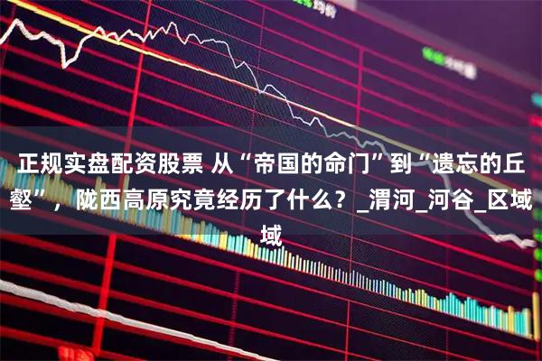 正规实盘配资股票 从“帝国的命门”到“遗忘的丘壑”，陇西高原究竟经历了什么？_渭河_河谷_区域